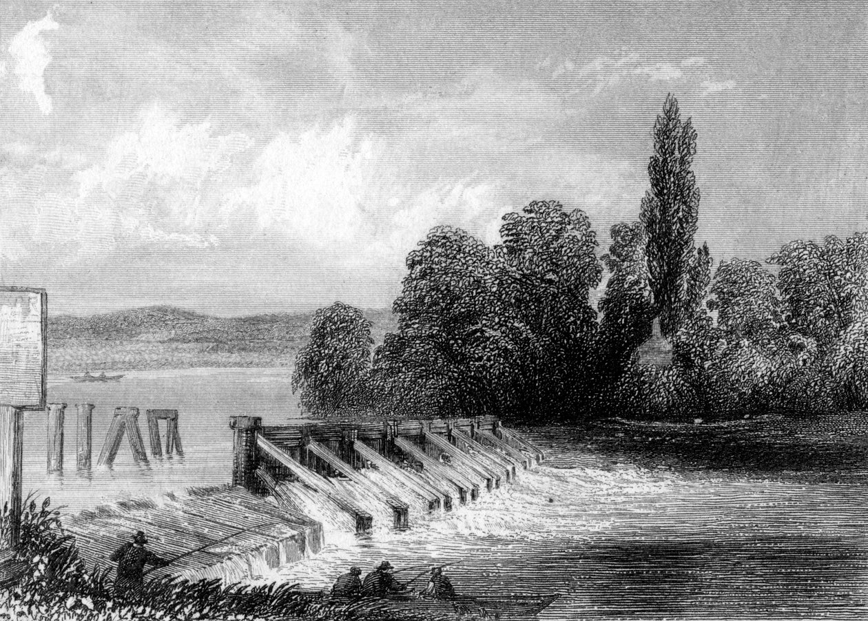Themsen vid Teddington, London, 1800-talet av Unbekannt