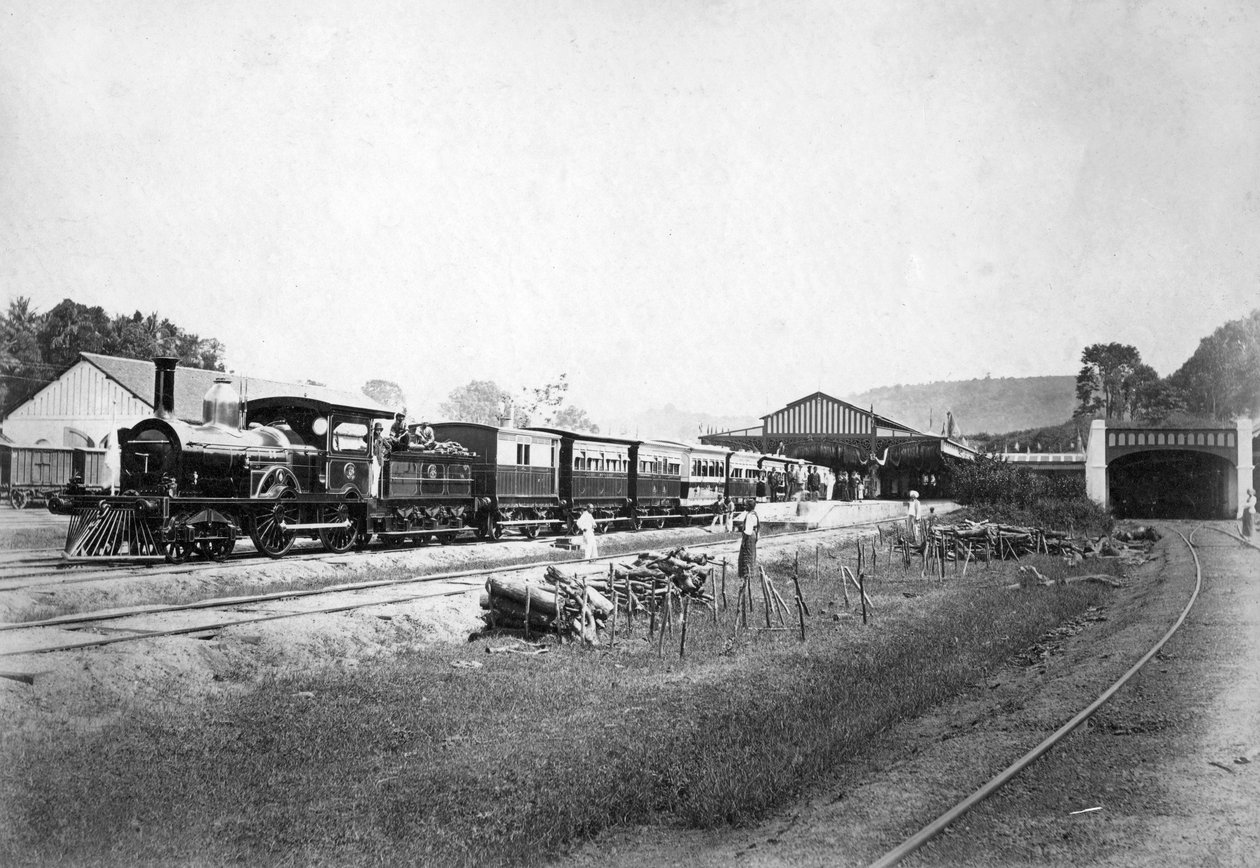 Det kungliga tåget som lämnar Kandy station, Sri Lanka, c1910-talet av Unbekannt