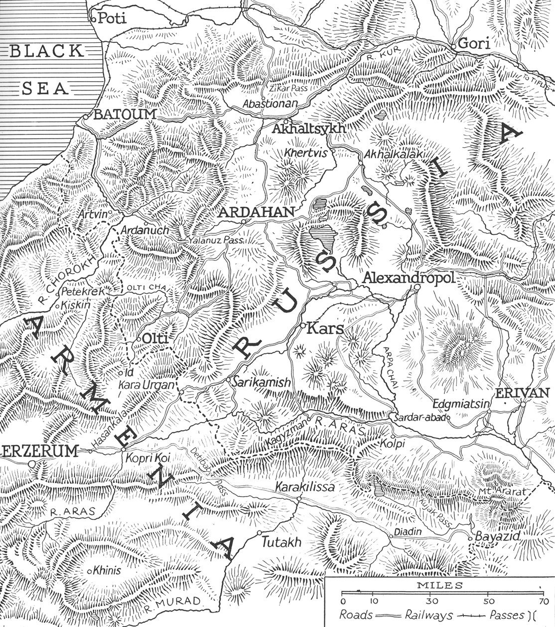 De rysk-turkiska gränserna, 1915 av Unbekannt