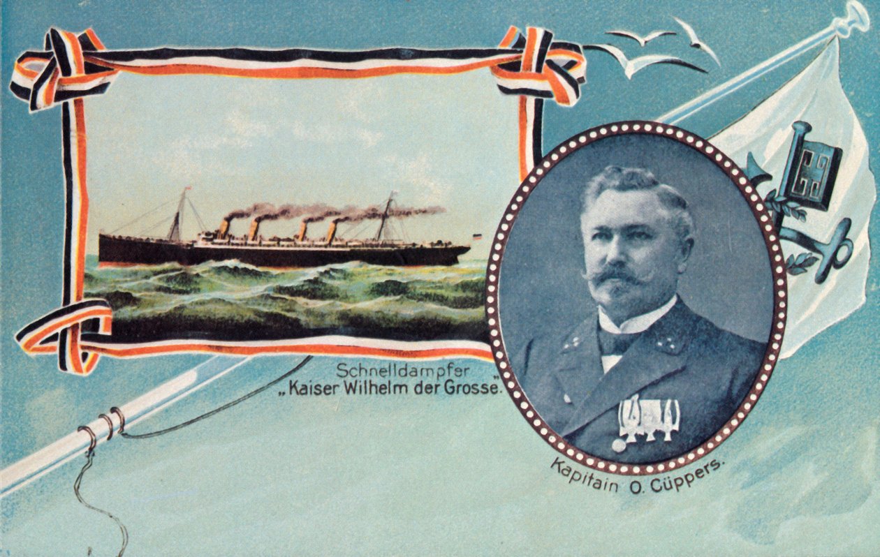 SS Kaiser Wilhelm der Grosse och kapten Otto Cuppers, c1905. av Unbekannt