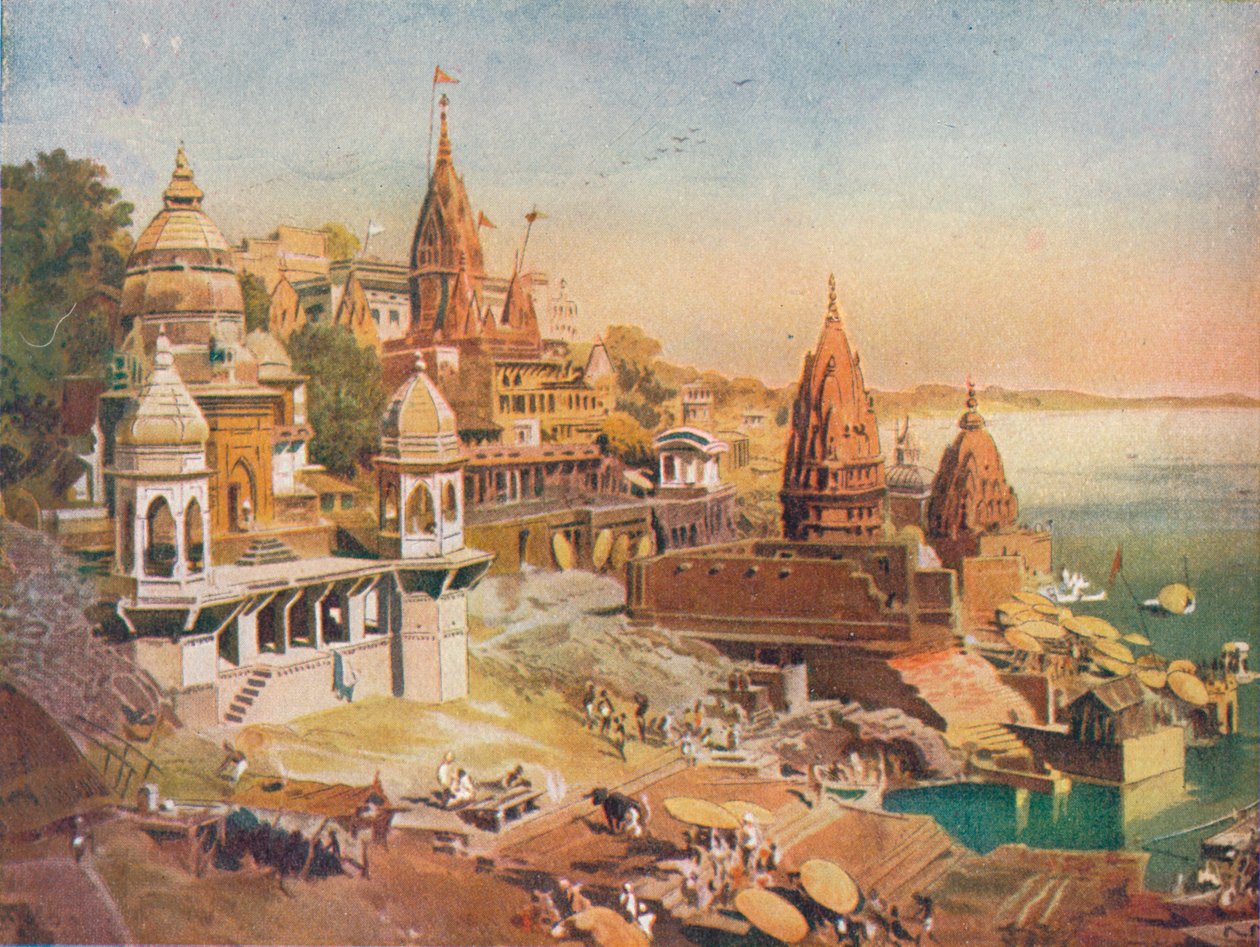 Hinduernas heliga stad: Benares på Ganges, 1908 av Unbekannt