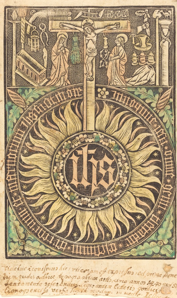 Den heliga monografin med symbolerna för korsfästelse och passion [recto], i eller efter 1470. av Unbekannt