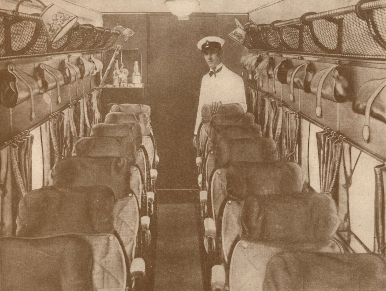 Salongen av ett London-Paris flygplan, 1927 av Unbekannt
