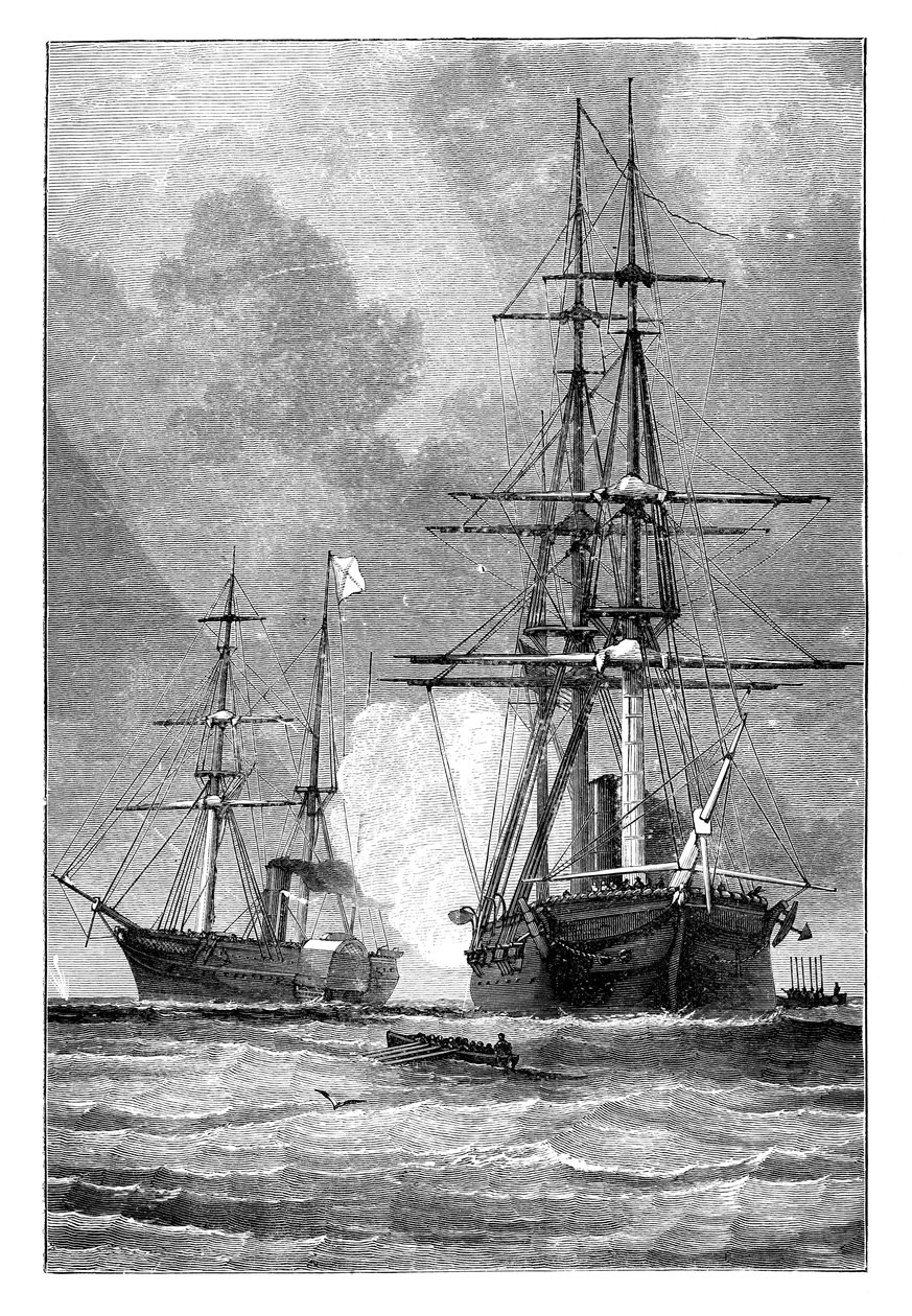 San Jacinto, stoppar Trent, 1861 av Unbekannt