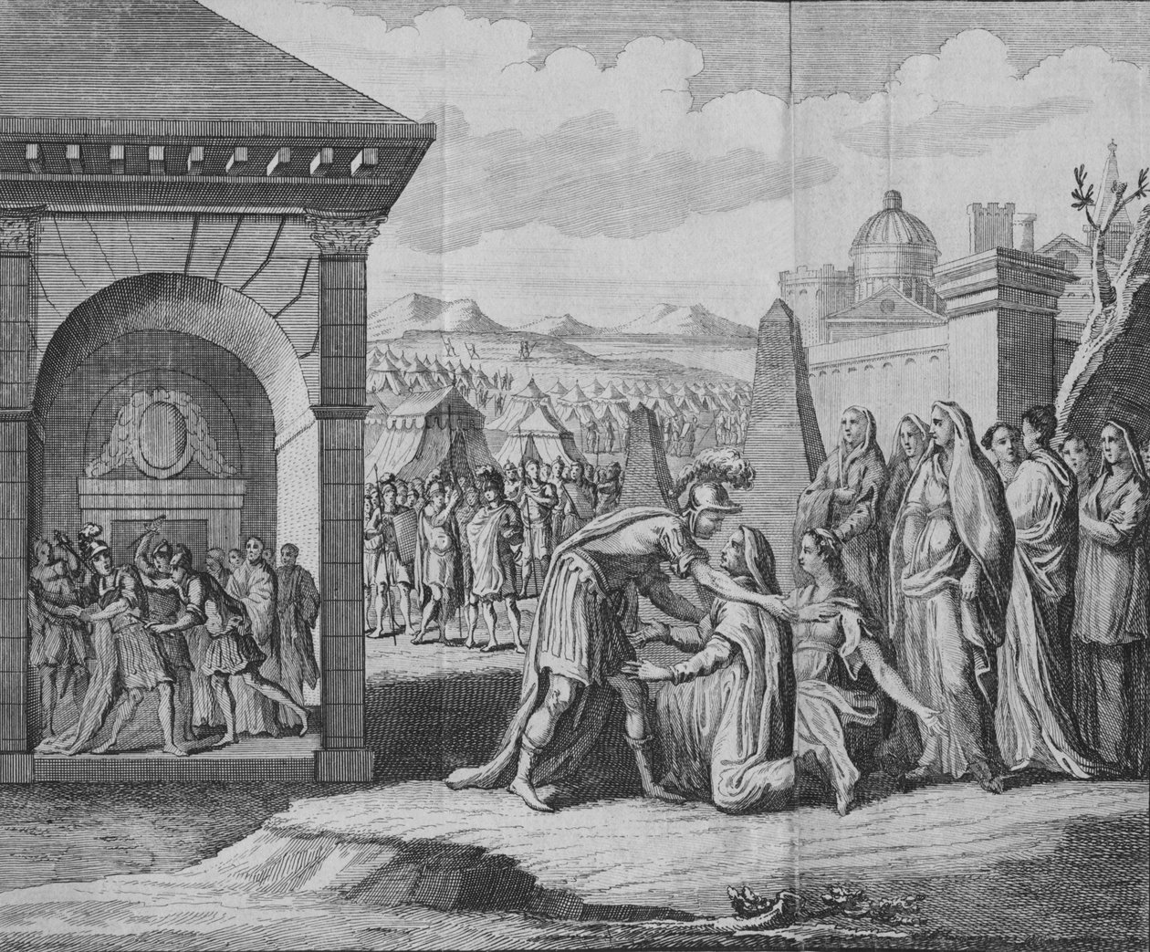 Scenen för Coriolanus tragedin, 1749. av Unbekannt