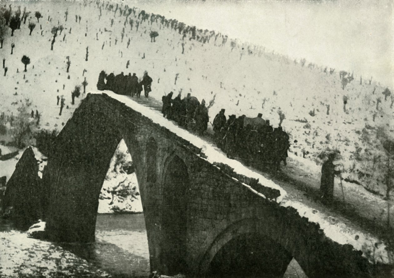 Den serbiska arméns generalstab på reträtt genom Albanien, 1919. av Unbekannt