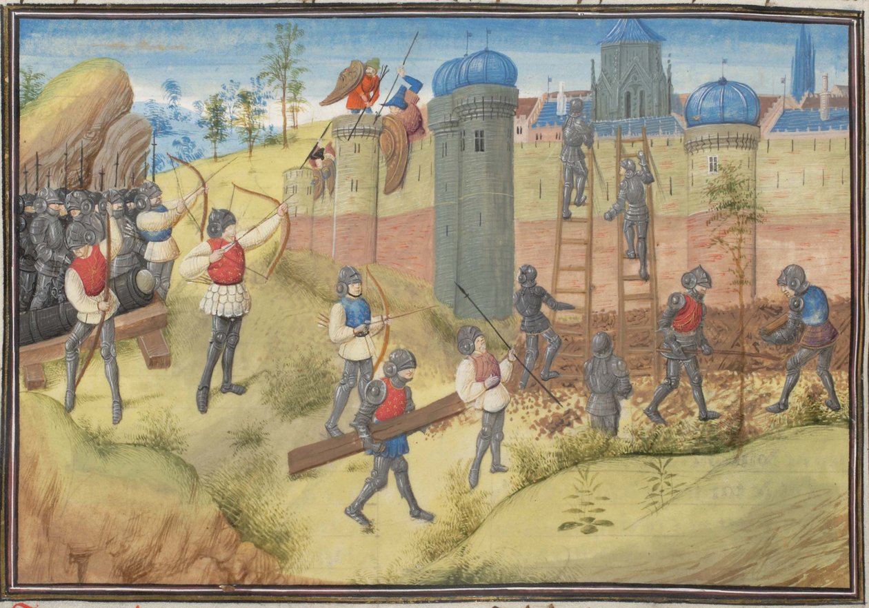Belägringen av Jerusalem, 1099. Miniatyr från Historia av Vilhelm av Tyrus, 1460-talet av Unbekannt