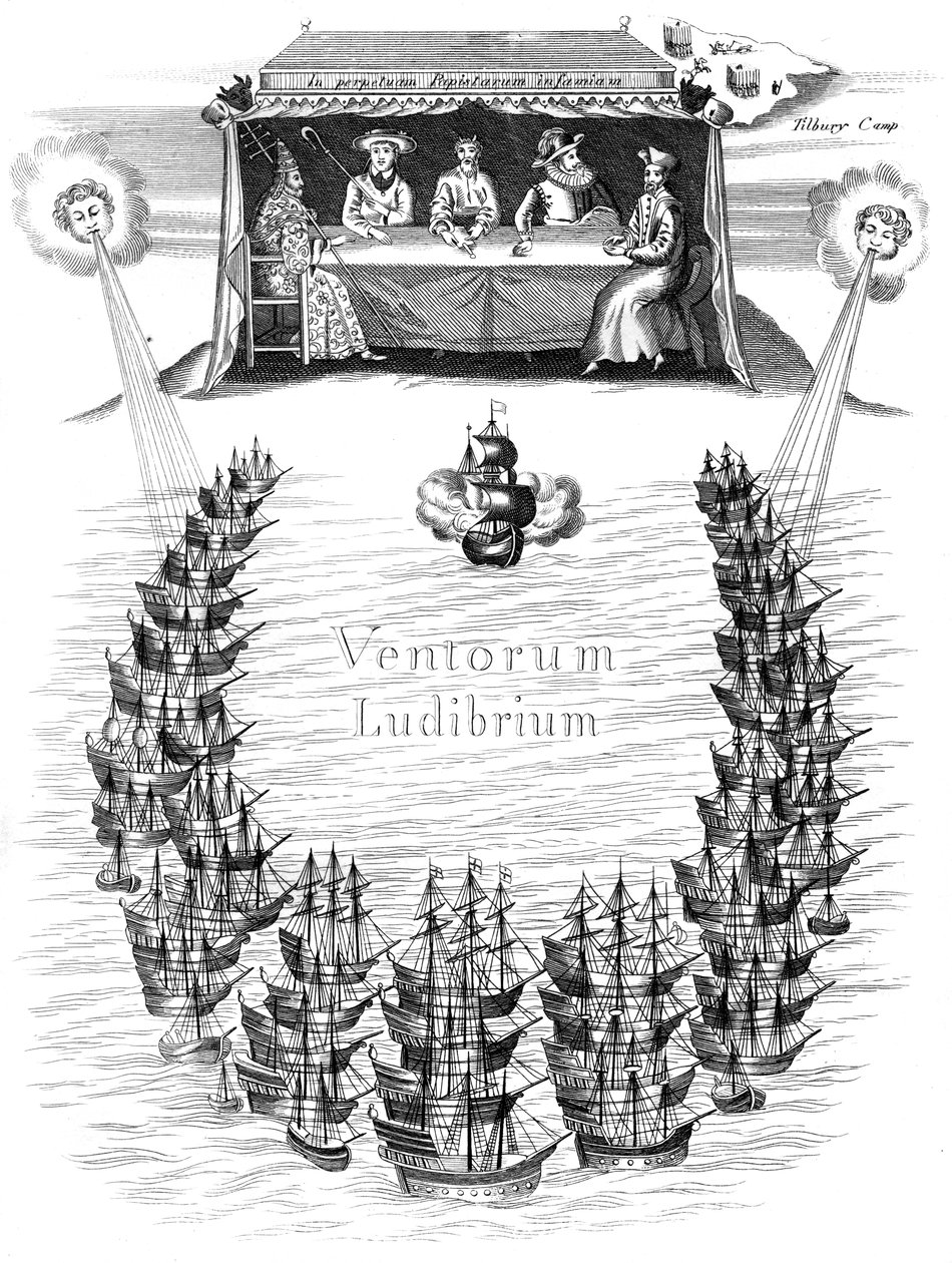 Den spanska armadan, 1588 c1850 av Unbekannt