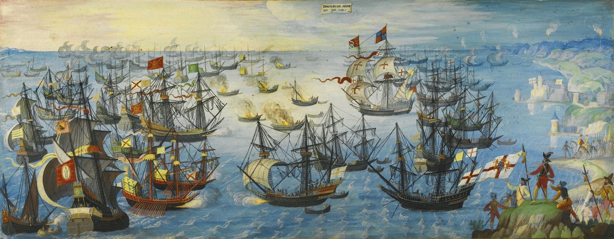 Den spanska armadan utanför Englands sydkust, 1588 av Unbekannt