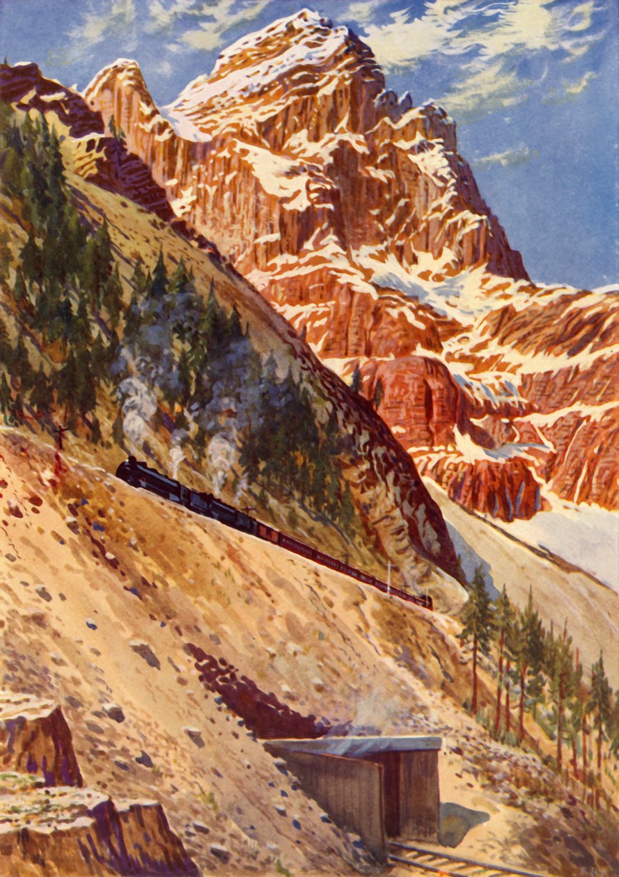 Spiraltunnlarna på Canadian Pacific Railway, c1948. av Unbekannt