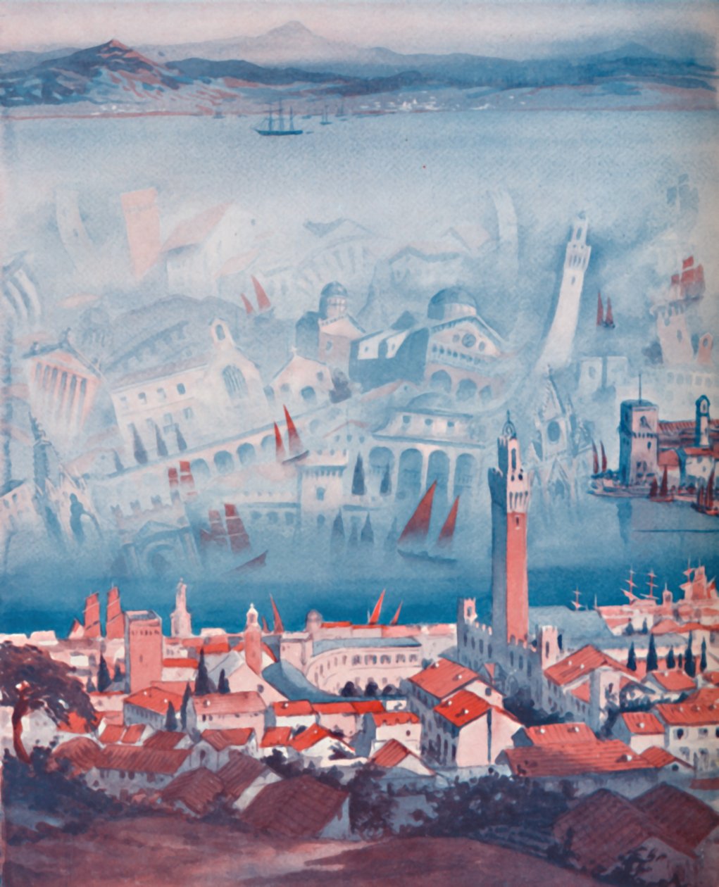 Den märkliga Fata Morgana sett på Sicilien, 1935 av Unbekannt
