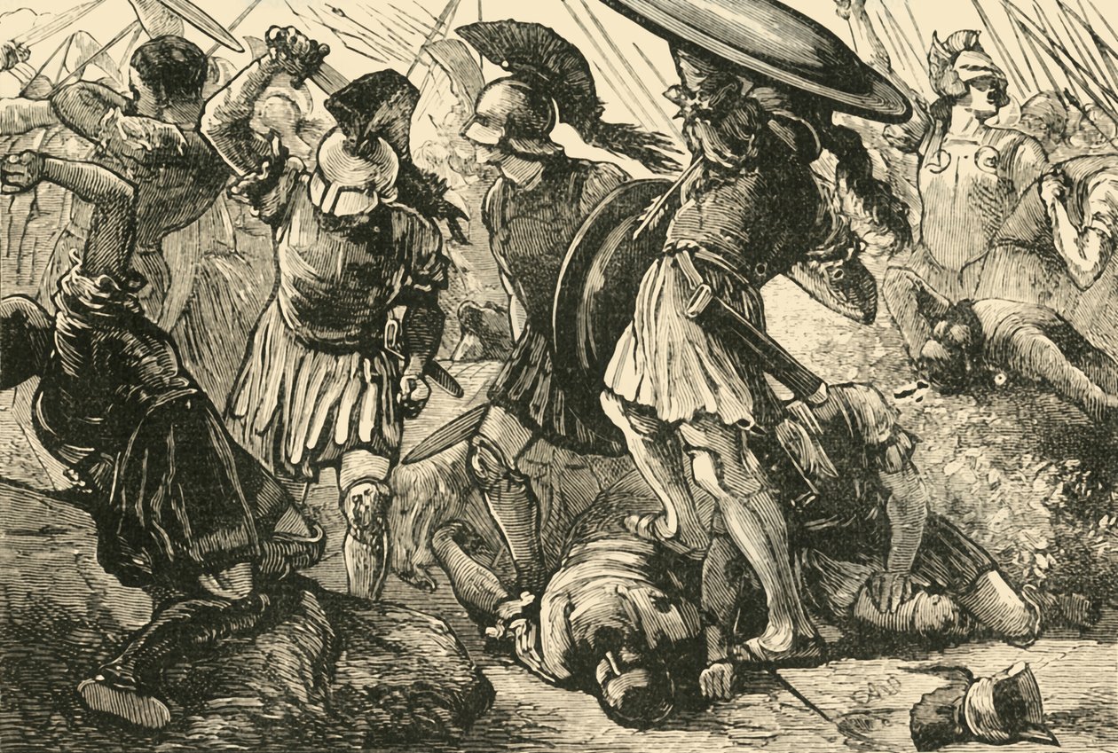 Thebanerna och makedonierna i Chaeronea, 1890. av Unbekannt