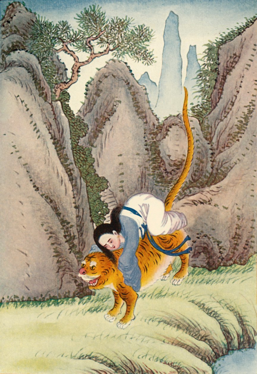"Tigern bär bort Miao Shan", 1922. av Unbekannt