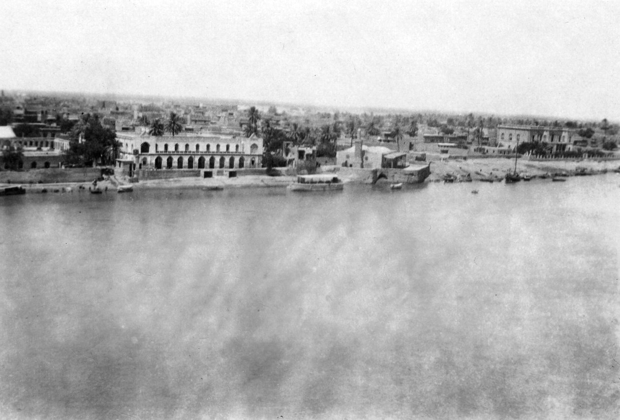 Tigrisfloden från det 31:a brittiska allmänna sjukhuset, Bagdad, Mesopotamien, WWI, 1918 av Unbekannt