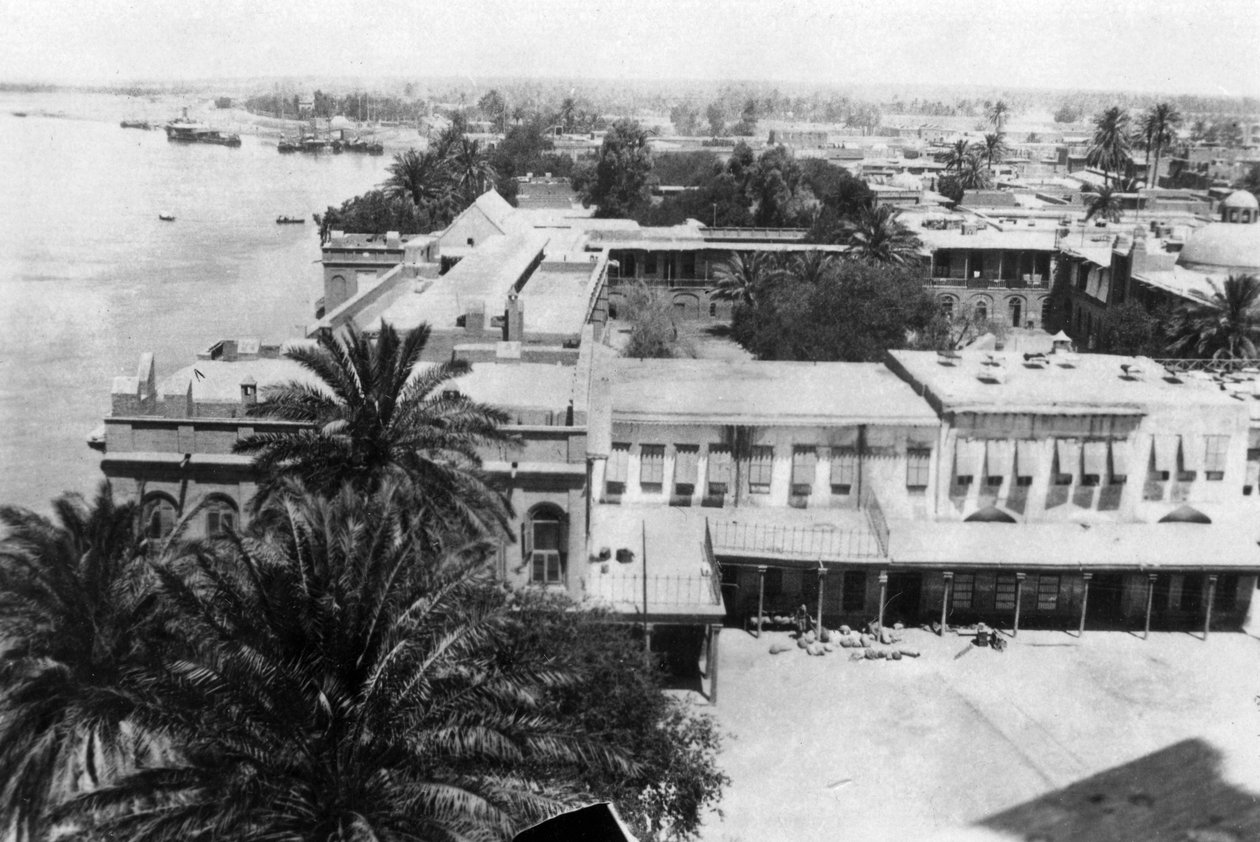 Tigrisfloden, från det 31:a brittiska allmänna sjukhuset, Bagdad, Mesopotamien, WWI, 1918 av Unbekannt