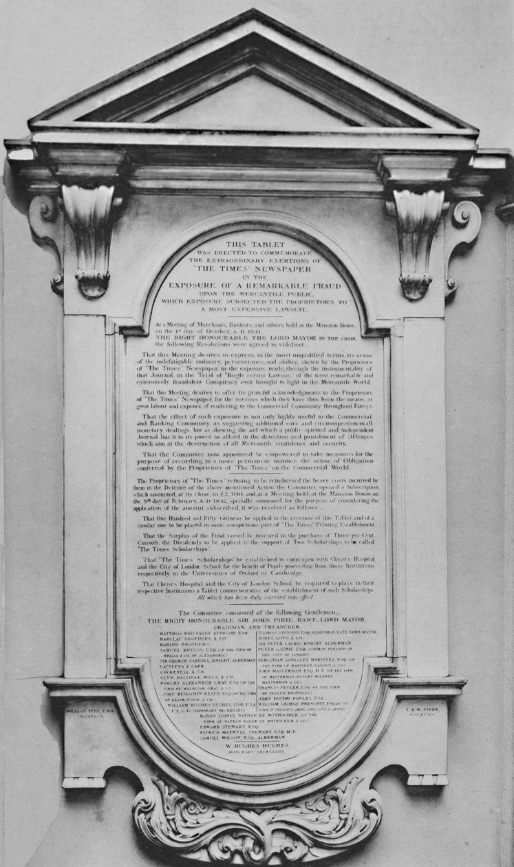 Times Memorial i Lloyds, c1800-talet, 1928 av Unbekannt