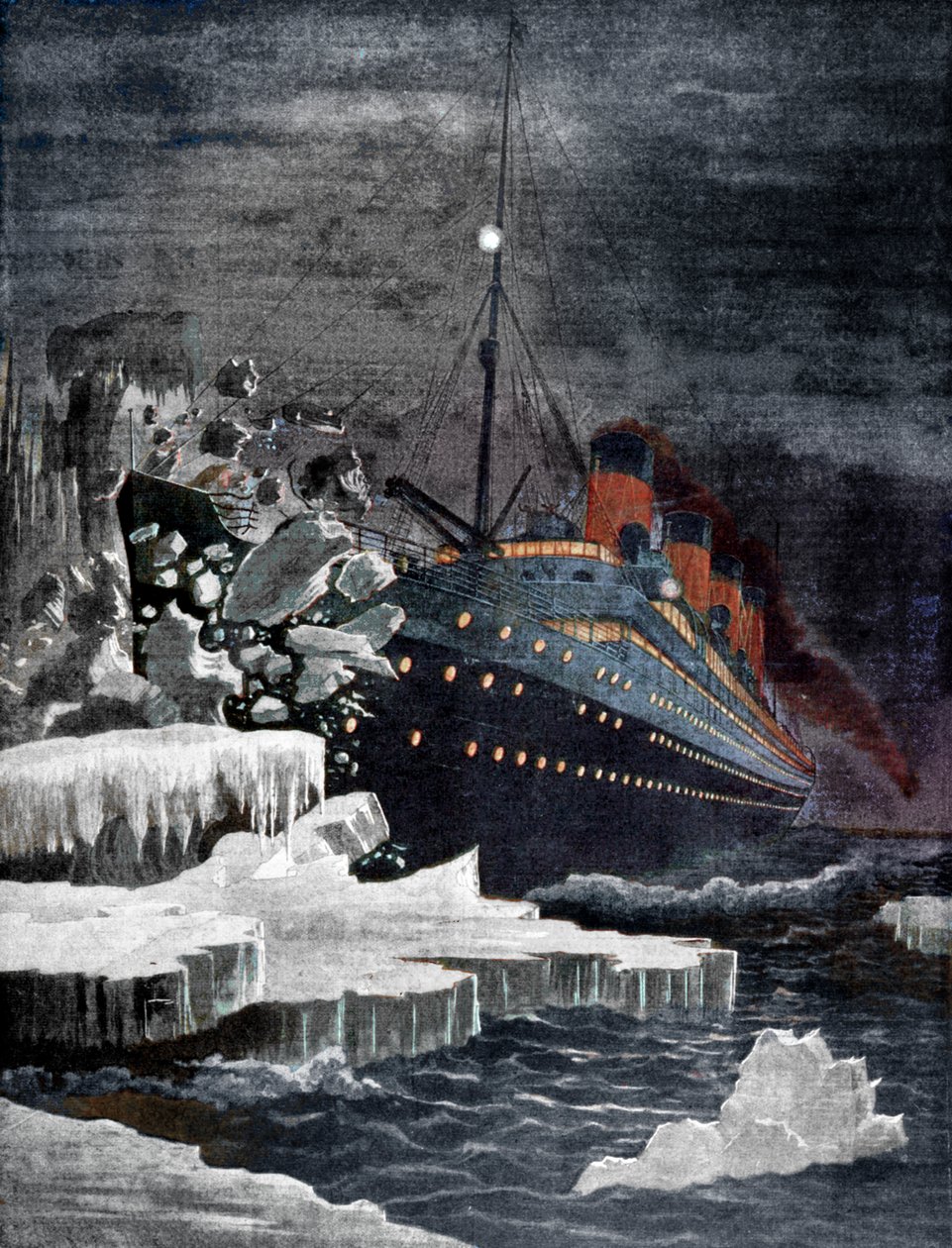 Titanic kolliderar med ett isberg, 1912 av Unbekannt
