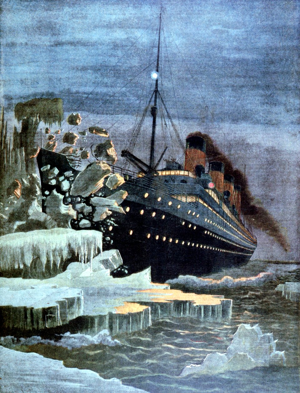 Titanic kolliderar med ett isberg, 1912 av Unbekannt
