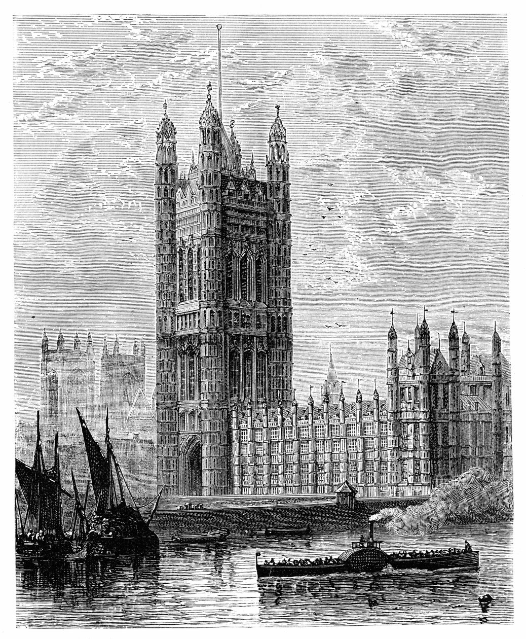 Victoria Tower och Houses of Parliament, London, 1900 av Unbekannt