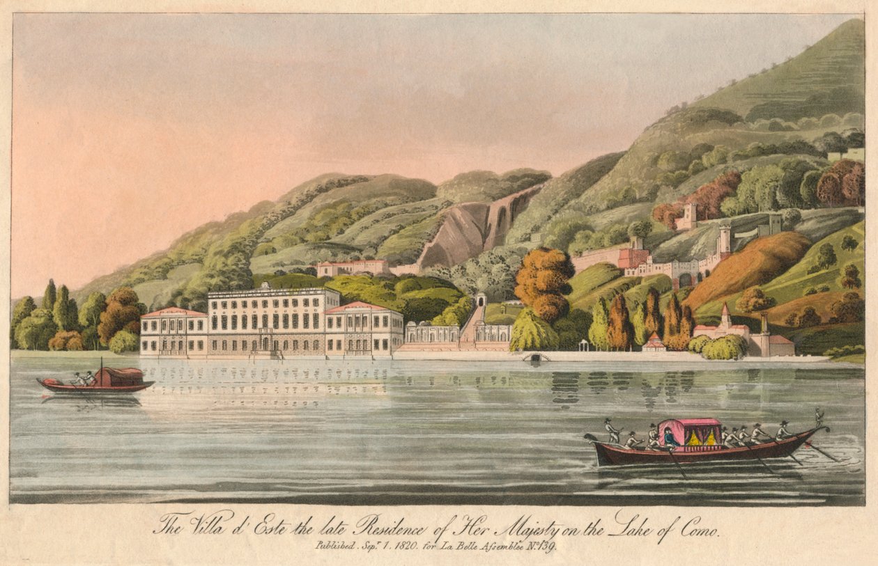 Villa dEste, hennes majestäts sena residens vid Comosjön, 1820. av Unbekannt