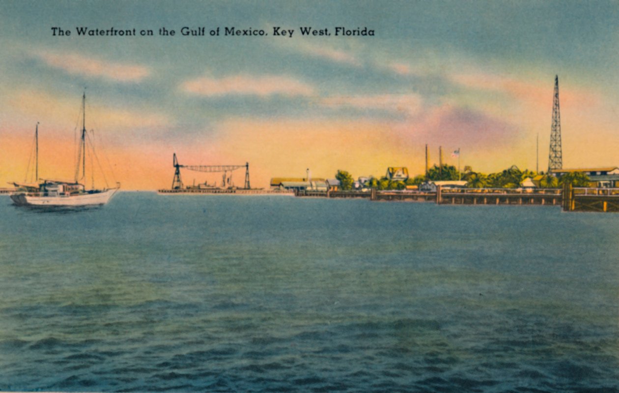 The Waterfront på Mexikanska golfen, Key West, Florida, c1940-talet av Unbekannt