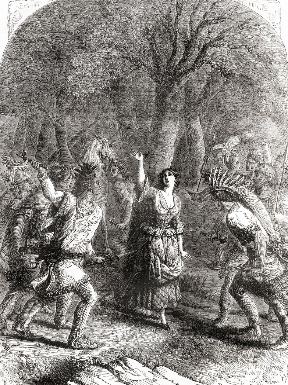 Bortförandet och senare mordet på Jennie aka Jane McCrea av indianer 1777 under det amerikanska revolutionskriget. av Unbekannt