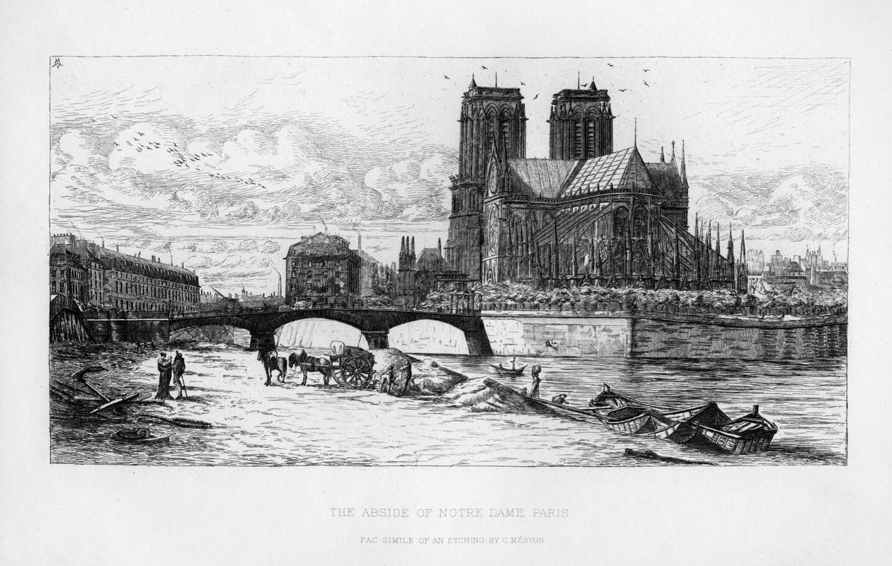 Absidabsiden av Notre Dame-katedralen, Paris, Frankrike, c1800-talet av Unbekannt