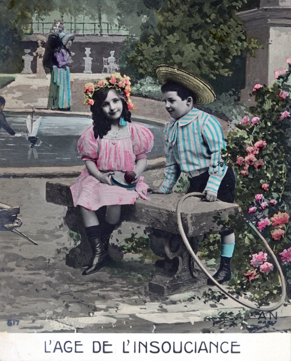 Oskuldens ålder, franskt vykort, c1900 av Unbekannt