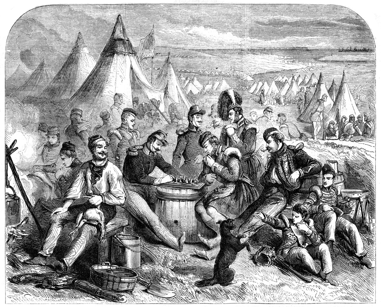 Soldaternas nöjen före Sevastopol, 1855 av Unbekannt