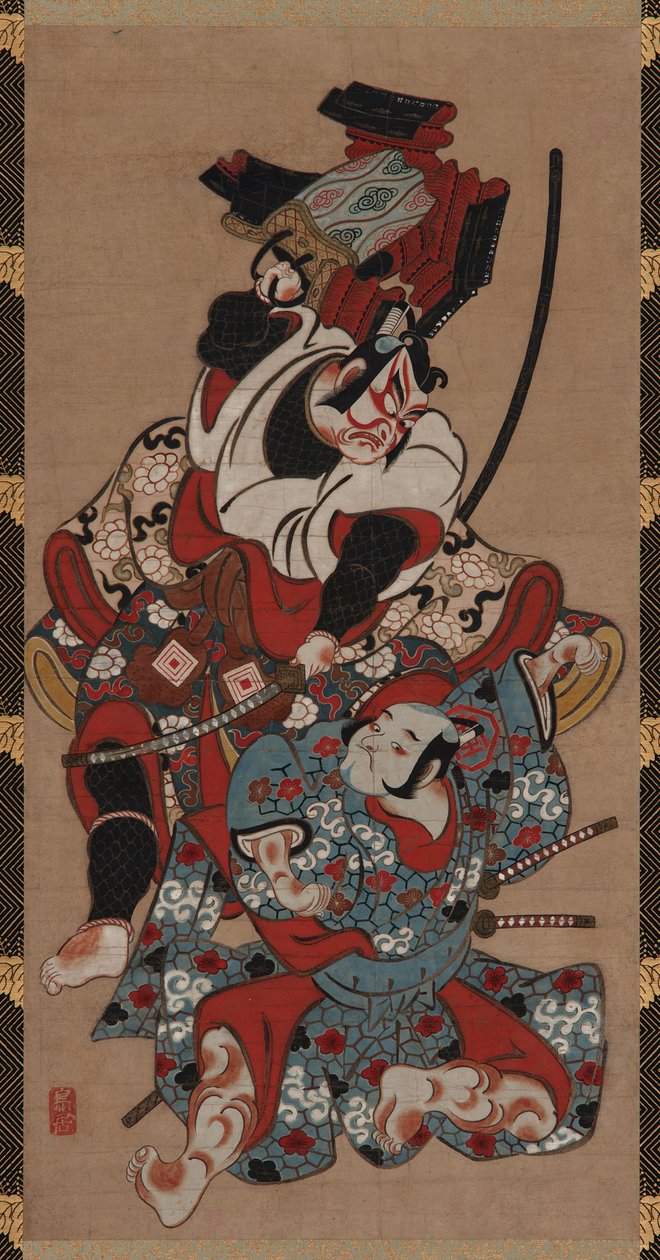 Den pansardragande scenen från en Soga-pjäs, Edo-perioden, 1615-1868. av Unbekannt