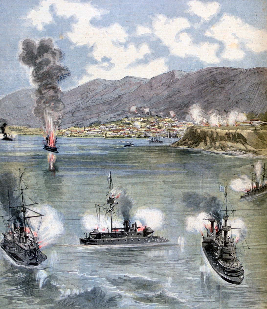 Attacken på Valparaiso, den chilenska revolutionen, 1891 av Unbekannt