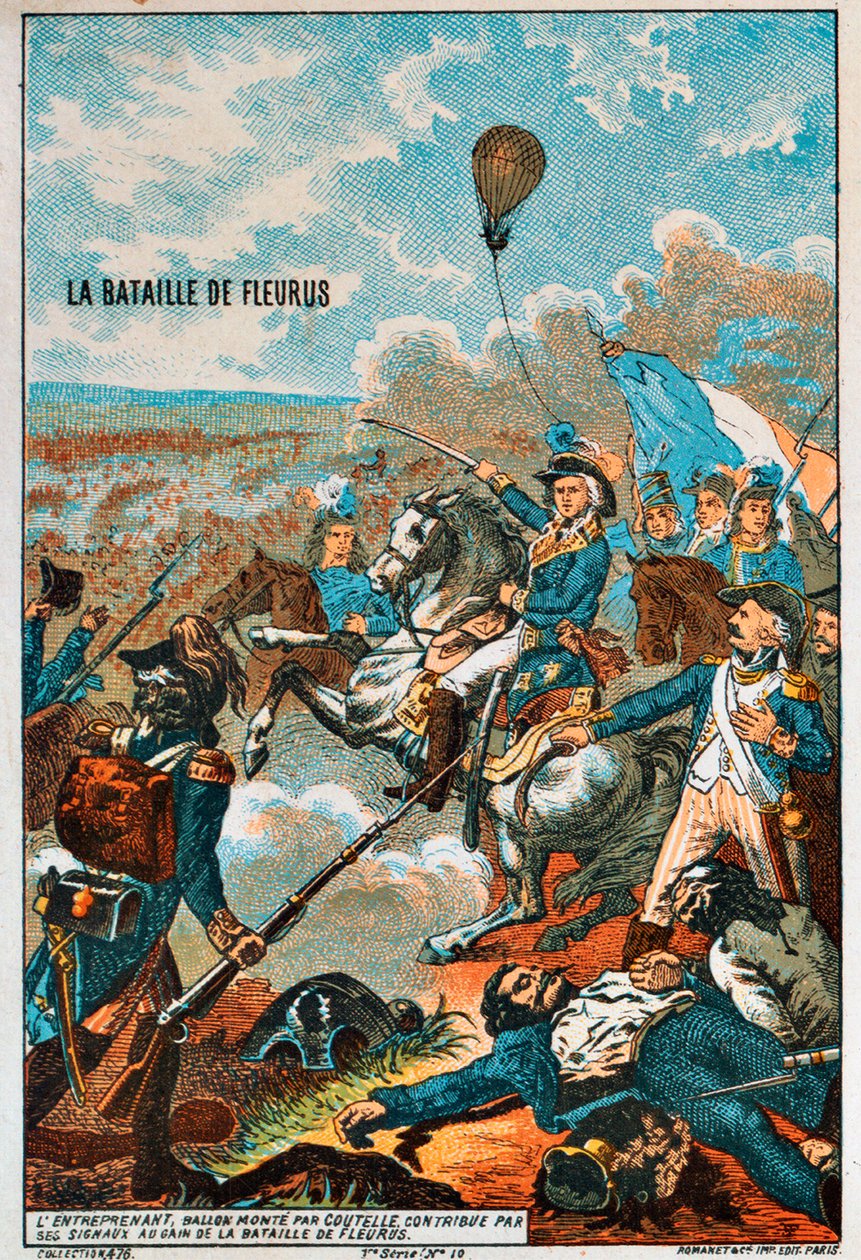 Ballongen Entreprenant, flögs av Coutelle, vid slaget vid Fleurus, 1794 1890-talet av Unbekannt