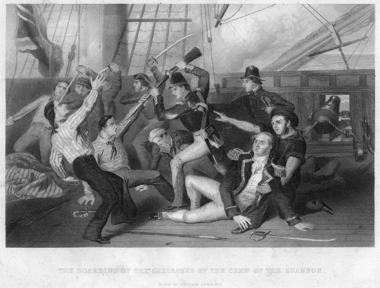 Boarding av HMS Chesapeke av besättningen på HMS Shannon, 1813 av Unbekannt