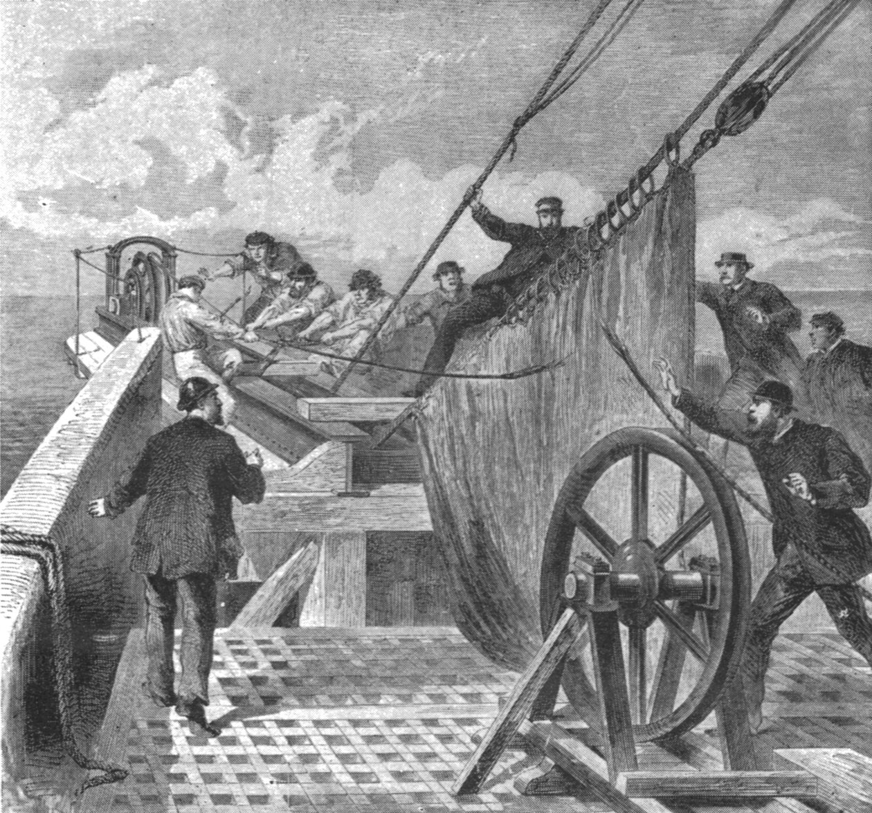 Avbrottet av Atlantkabeln ombord på Great Eastern, 2 augusti 1865, 1901. av Unbekannt
