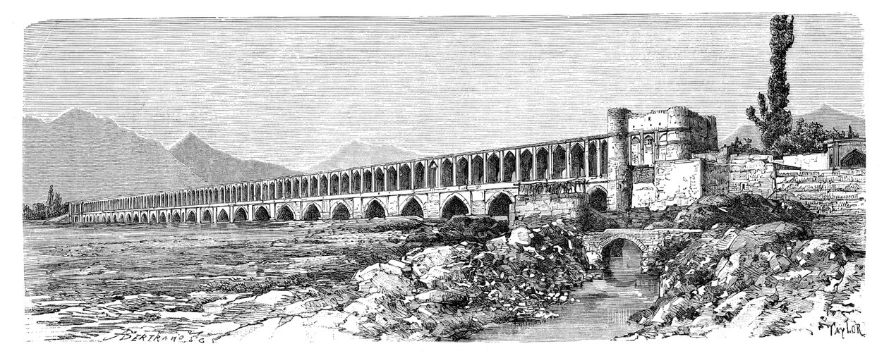 Bron över Zendeh-Rud, Isfahan, Iran, 1895 av Unbekannt