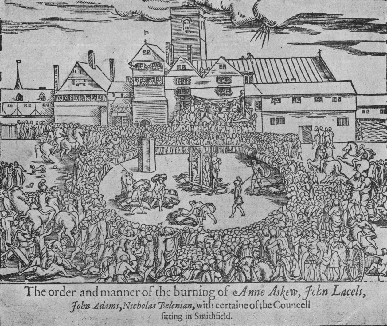 Brännandet av Anne Askew, John Lascelles, John Adams och Nicholas Belenian, 1546 1904 av Unbekannt