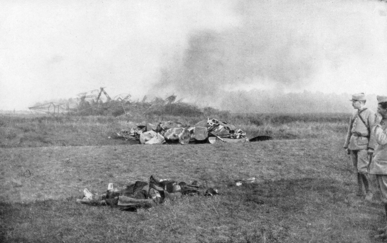 Kadaveret av Zeppelin LZ93 L44, St Clement, Frankrike, 20 oktober 1917 av Unbekannt