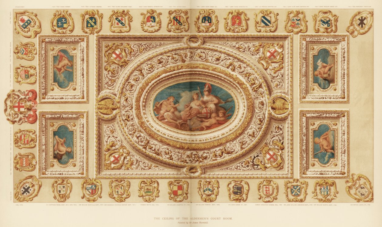 Taket i Aldermens Court Room, Guildhall, City of London, 1700-talet 1886 av Unbekannt