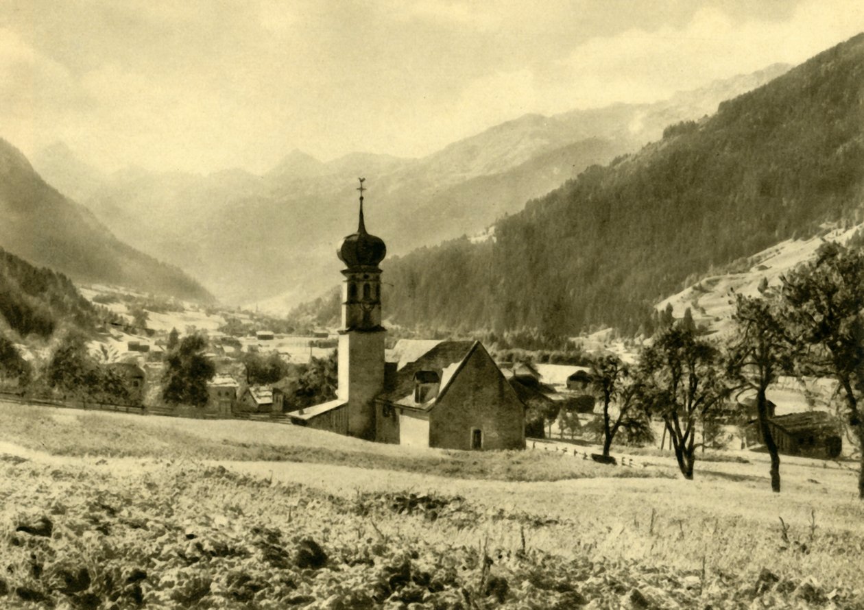 Sankt Nikolaus kyrka i Gortipohl, Österrike, c1935. av Unbekannt