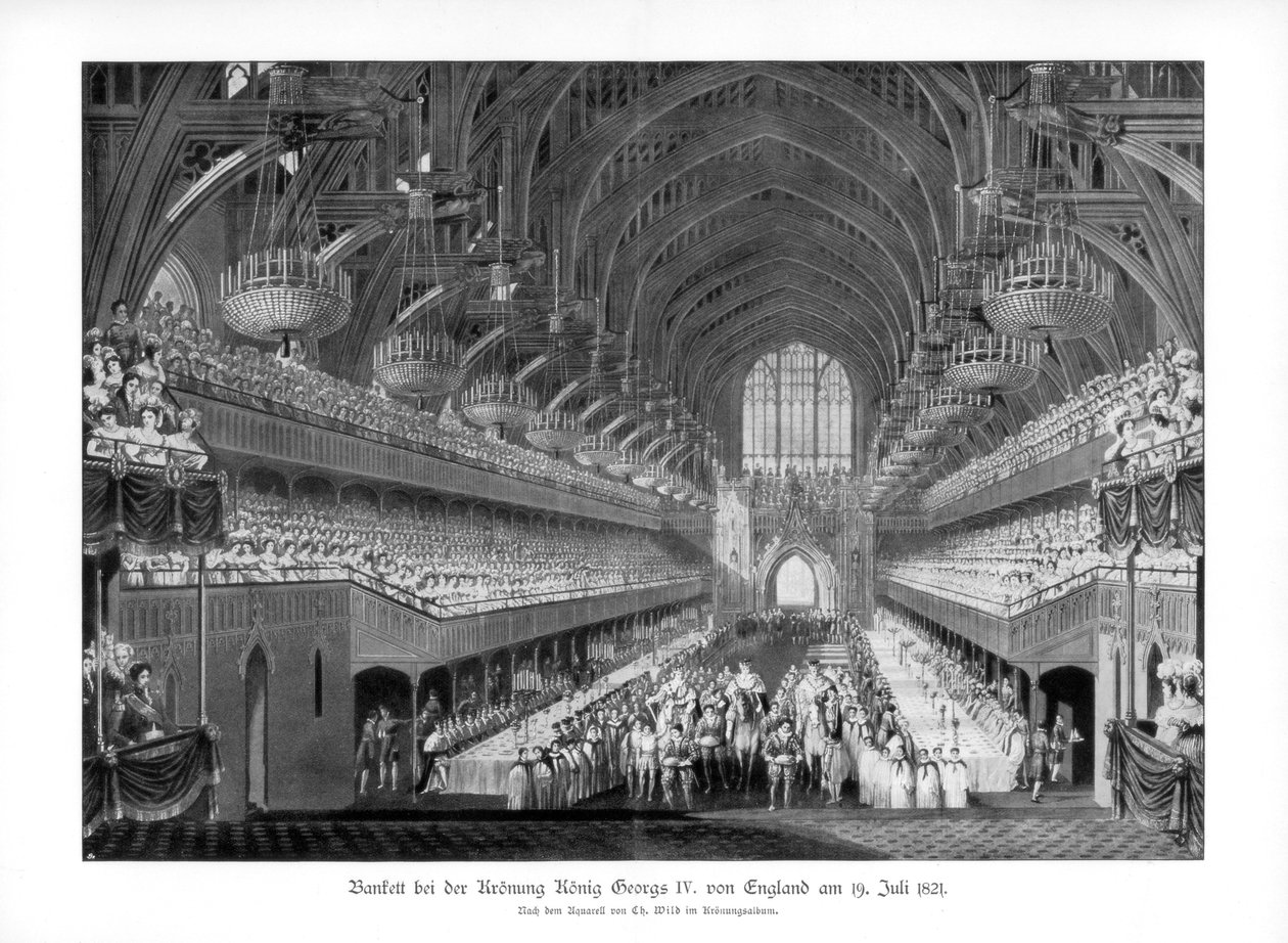 George IV:s kröningsbankett i Westminster Hall, London, 19 juli 1821 1900 av Unbekannt