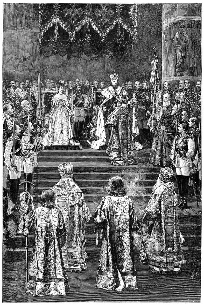 Kröningen av kejsar Alexander III och kejsarinnan Maria Fyodorovna, 1883 slutet av 1800-talet av Unbekannt