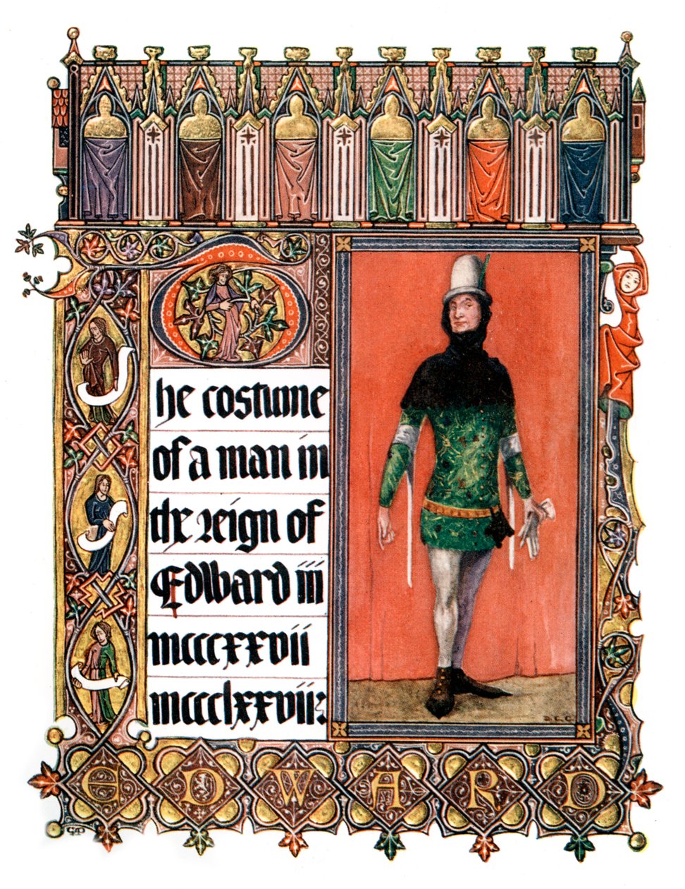 Dräkten av en man under Edward III:s regeringstid, 1909 av Unbekannt