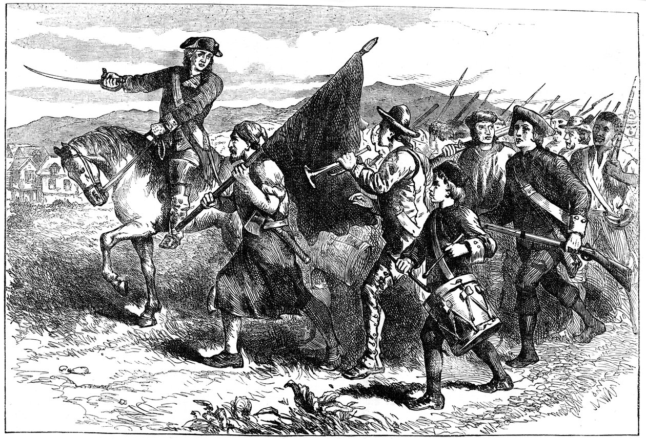 Folkmassan på Springfield med den svarta flaggan, c1776-1781 c1880 av Unbekannt
