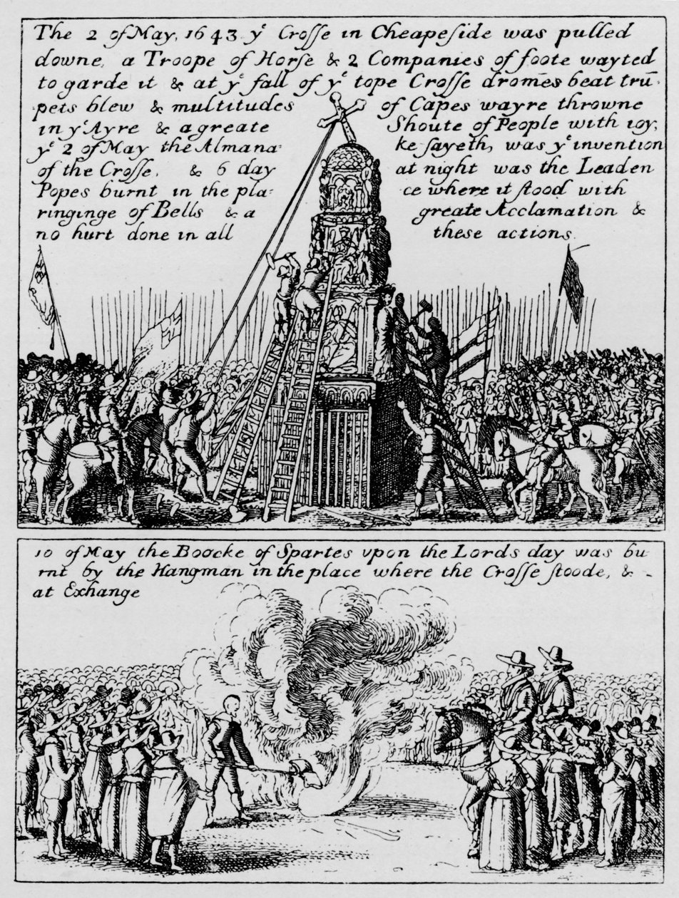 Förstörelsen av Cheapside Cross och bränningen av Book of Sports, maj 1643 1903 av Unbekannt