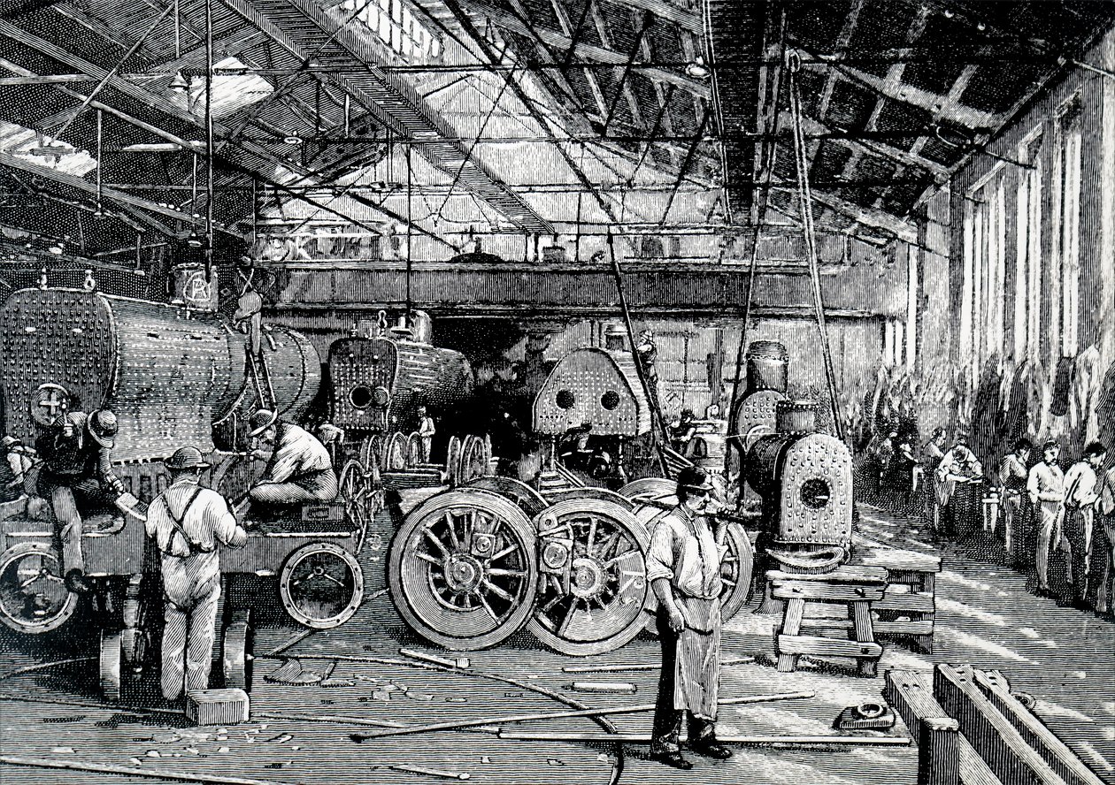 Byggandet av Baldwin Locomotive Works. av Unbekannt