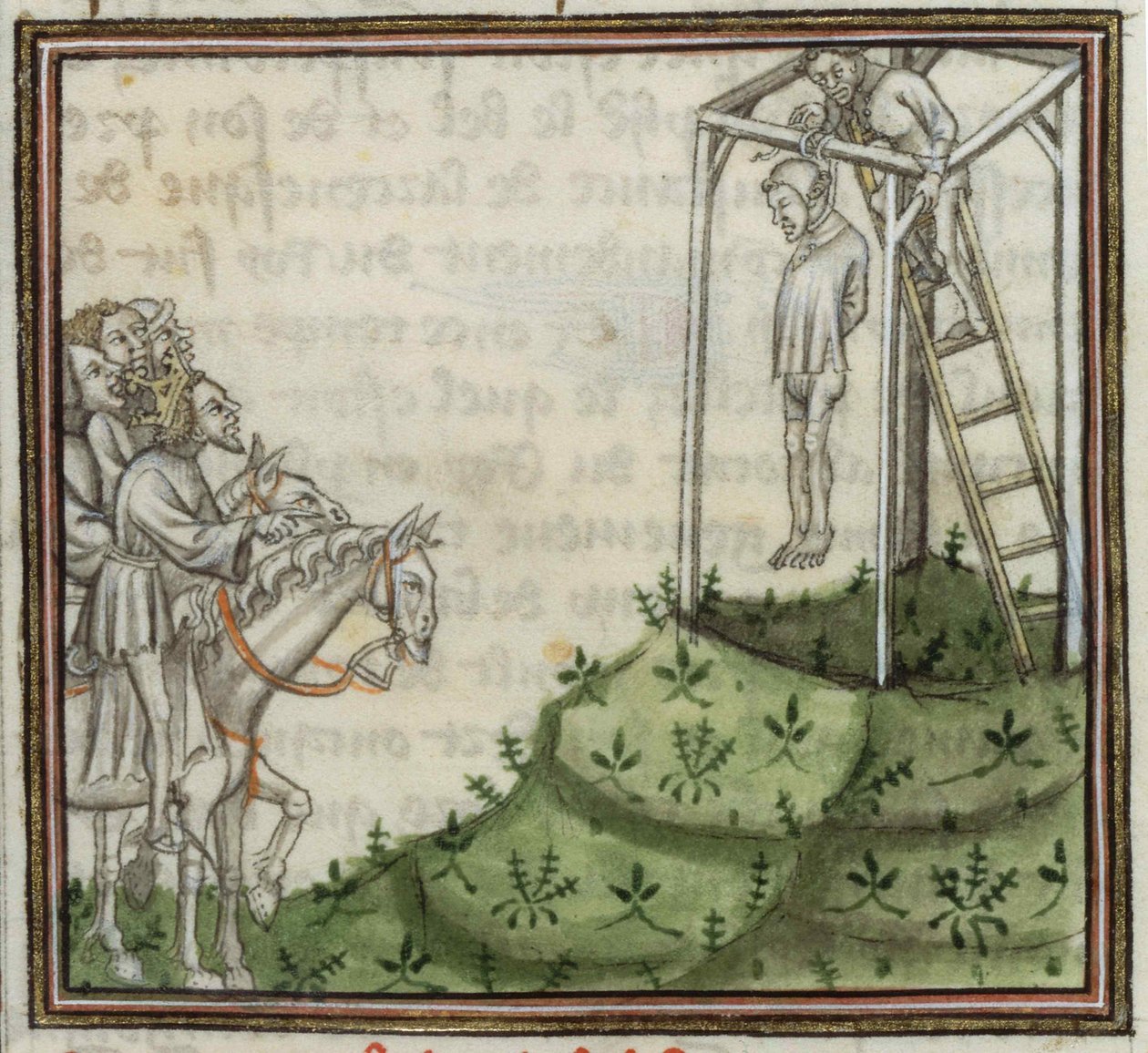 Avrättningen av Enguerrand de Marigny. Från Grandes Chroniques de France, 1300-talet. av Unbekannt