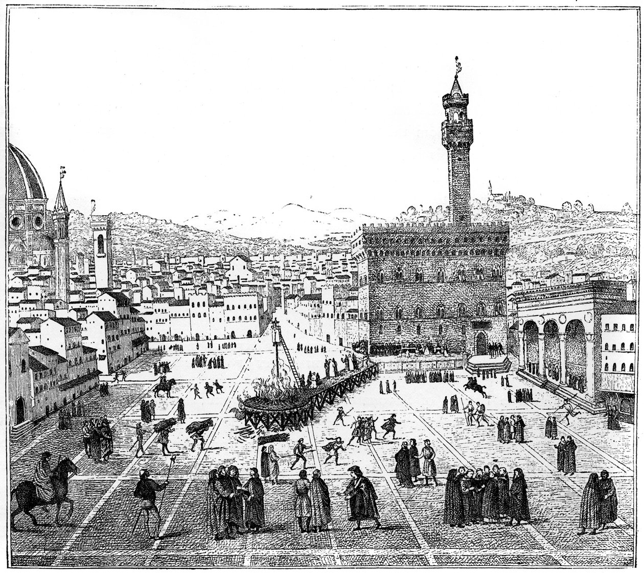Avrättningen av Girolamo Savonarola på Piazza Della Signoria, Florens, 1882 av Unbekannt