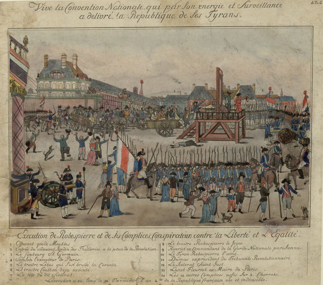 Avrättningen av Robespierre och hans anhängare den 28 juli 1794 av Unbekannt
