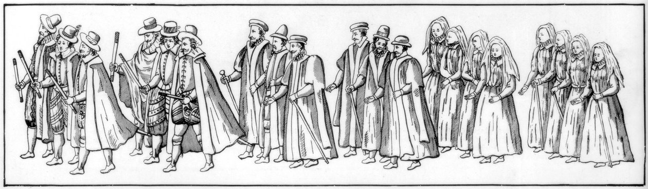 De trogna undersåtar som ledde processionen vid Elizabeths begravning, 1603 1901 av Unbekannt