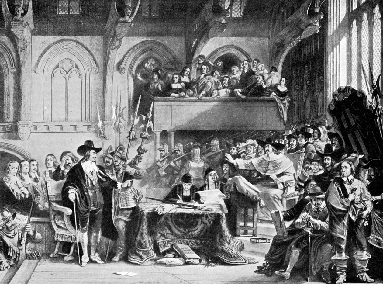 Den berömda rättegången mot Charles I i Westminster Hall i januari 1649 c1905 av Unbekannt